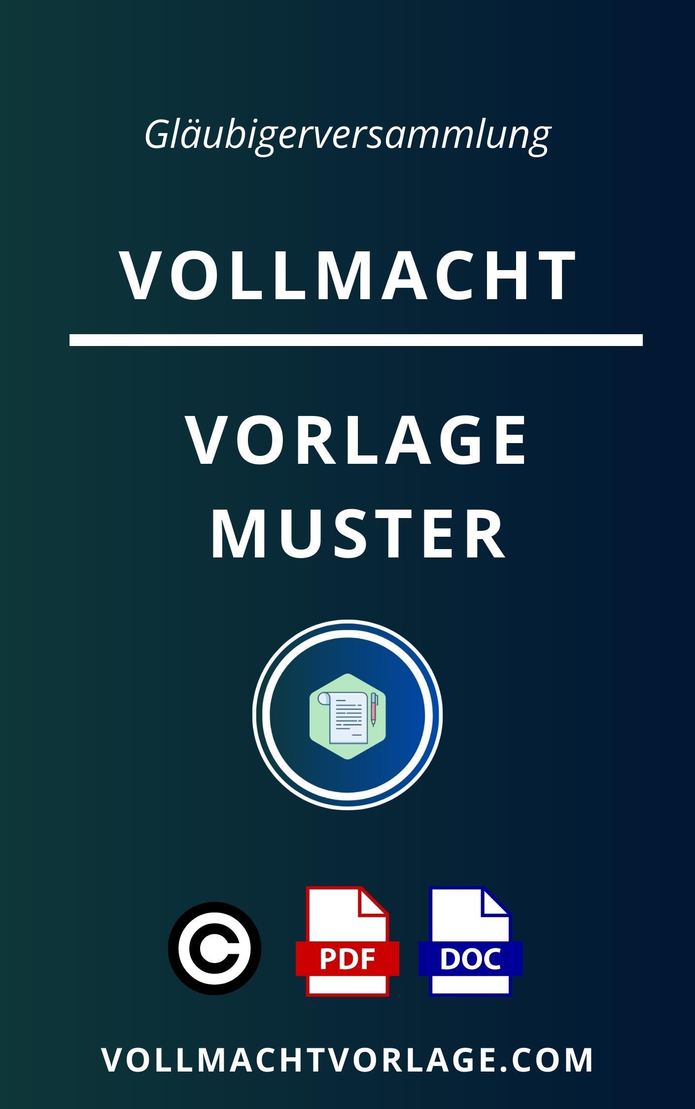 Vollmacht Gläubigerversammlung Muster